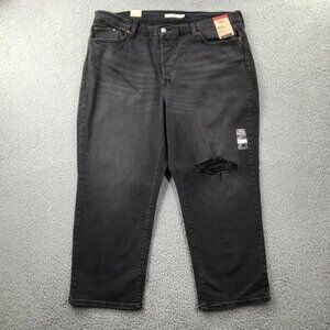 LEVIS‎ Womens Size 22W Wedgie Straight Leg Distressed High Rise Black Jeans NEW